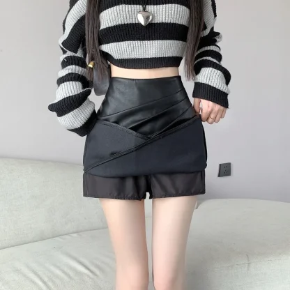 Mini Wrap Black Skirt - Image 2