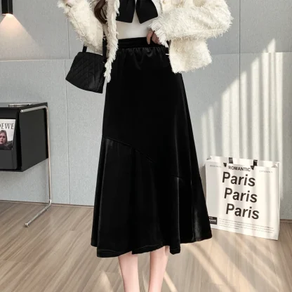 Elastic Gathered Black Skirt - Image 4