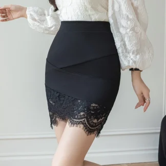 Lace Hem Black Skirt