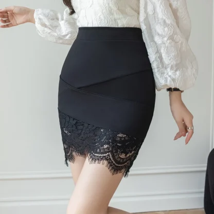 Lace Hem Black Skirt