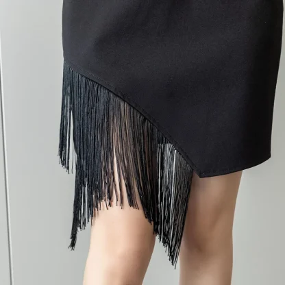 Slanted Tassel Black Skirt - Image 5