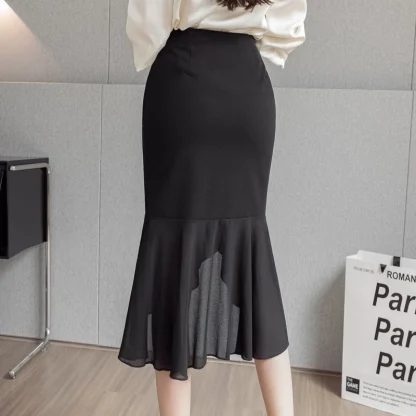 Ruffle Wrap Black Skirt - Image 4