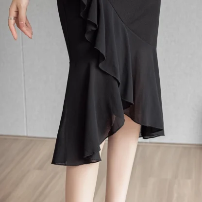 Ruffle Wrap Black Skirt - Image 5