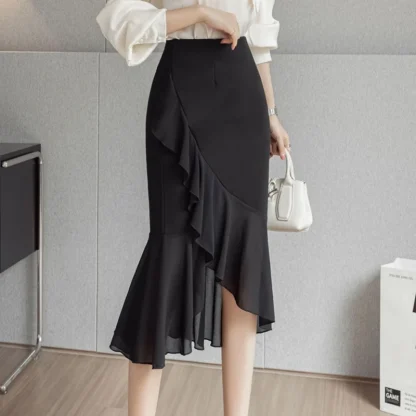 Ruffle Wrap Black Skirt