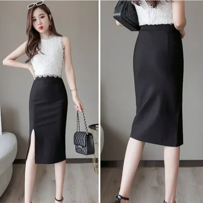 Bodycon Slit Black Skirt - Image 5