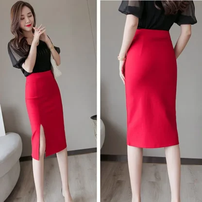 Bodycon Slit Black Skirt - Image 7