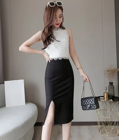 Bodycon Slit Black Skirt - Image 3