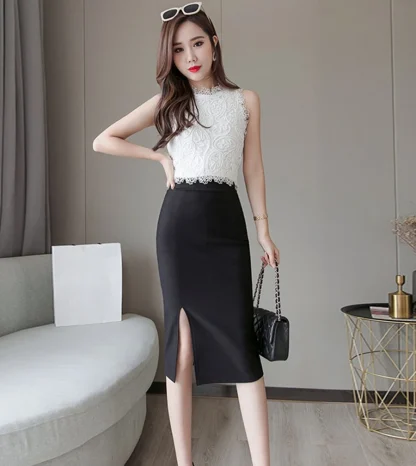 Bodycon Slit Black Skirt - Image 2