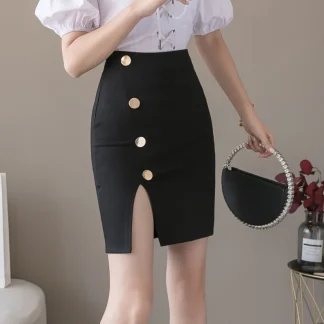 Black Mini Skirt with Slit