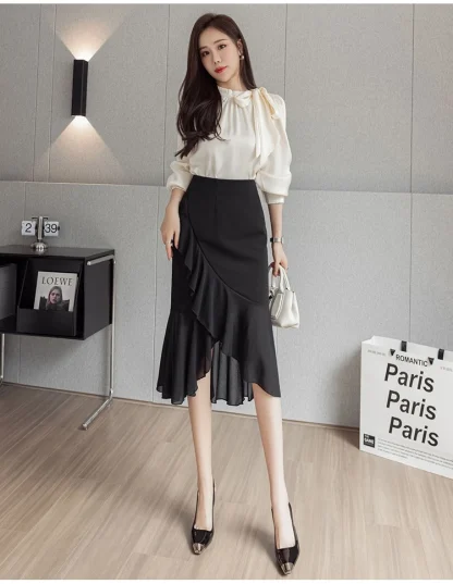 Ruffle Wrap Black Skirt - Image 6
