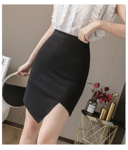 Asymmetric Hem Black Skirt - Image 7
