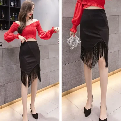 Midi Tassel Black Skirts - Image 7