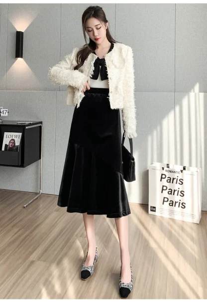 Elastic Gathered Black Skirt - Image 6