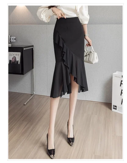 Ruffle Wrap Black Skirt - Image 7