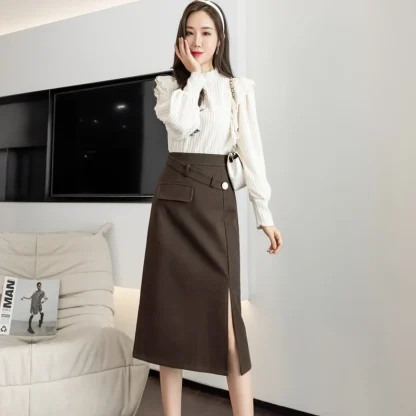 Thick Midi Black Skirt - Image 6