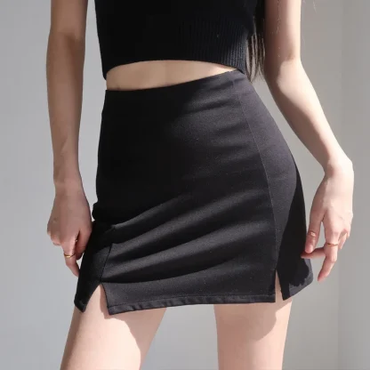Double Slit Black Skirt