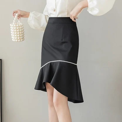 High-waisted Mermaid Black Skirt