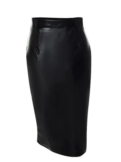 High-waist Zippered Slit Black Skirt - Image 6