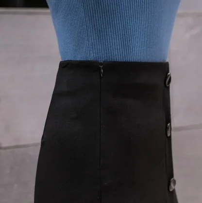 Front Buttoned Casual Black Skirt - Image 6