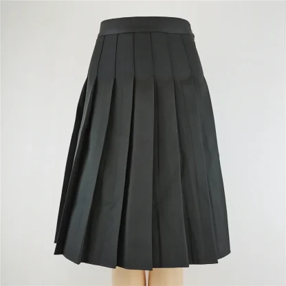 Top Stitched Pleated Black Skirts