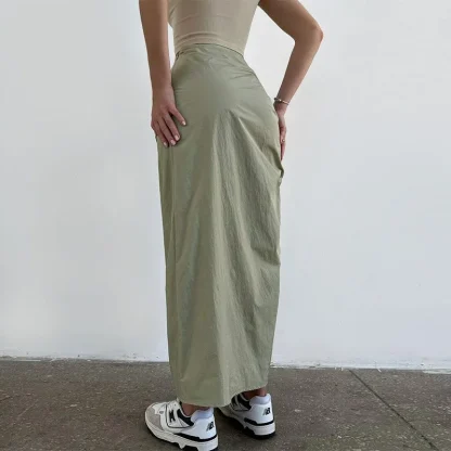 Drawstring Split Black Skirts - Image 3