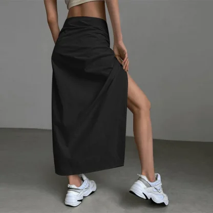 Drawstring Split Black Skirts - Image 6