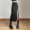 Sexy Thigh High Split Black Skirt - Image 3