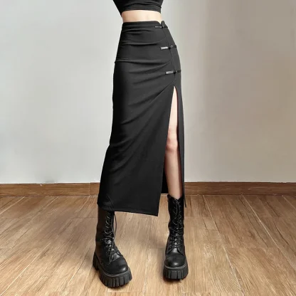 Sexy Thigh High Split Black Skirt - Image 3
