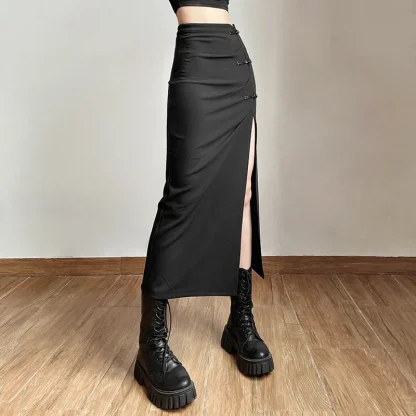 Sexy Thigh High Split Black Skirt - Image 4