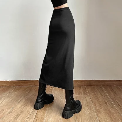 Sexy Thigh High Split Black Skirt - Image 5