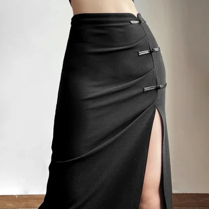 Sexy Thigh High Split Black Skirt - Image 6