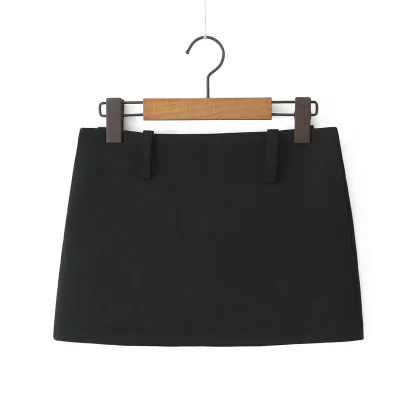 Mini Pencil Black Skirt with Loops