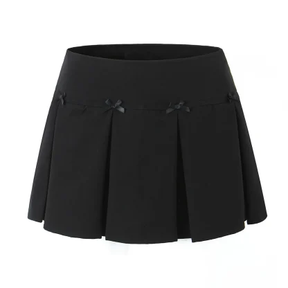 Inverted Pleats Mini Black Skirt