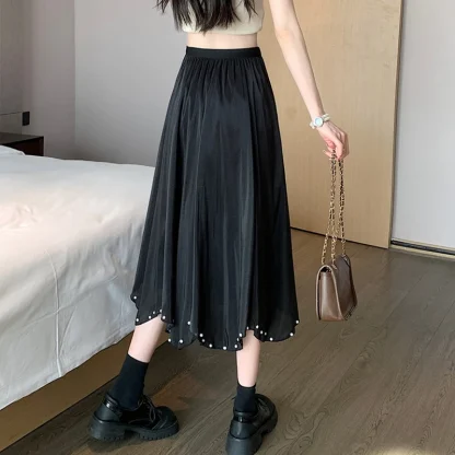 A-line Beads Hem Black Skirts - Image 2