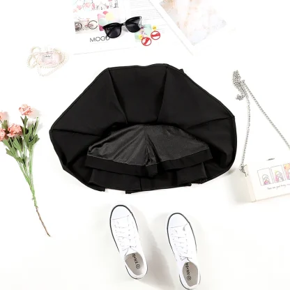 Rivet Inverted Pleats Black Skirt - Image 4