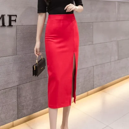 High Slit Midi Black Skirts - Image 5