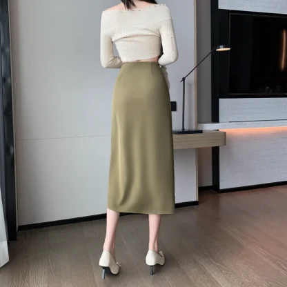 Elegant Wrap Midi Black Skirts - Image 3