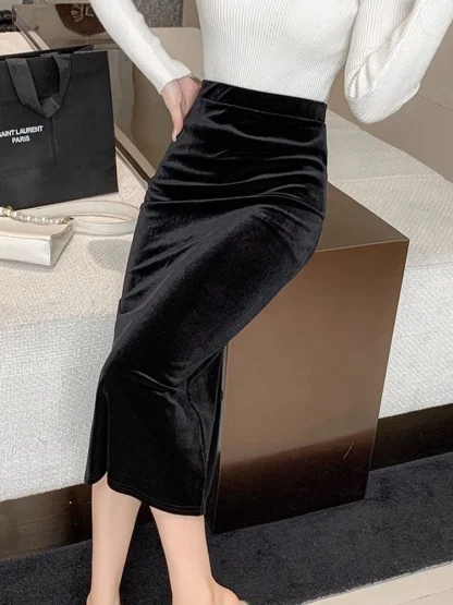 Bodycon High-waist Midi Black Skirt - Image 2