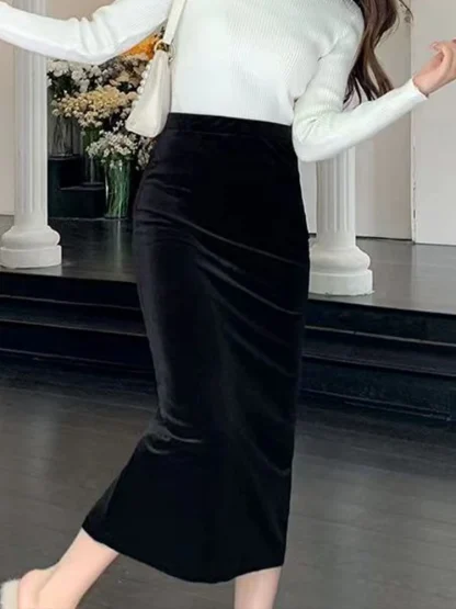 Bodycon High-waist Midi Black Skirt - Image 4