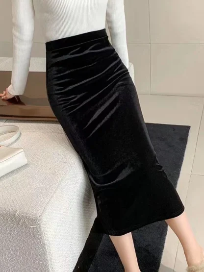 Bodycon High-waist Midi Black Skirt