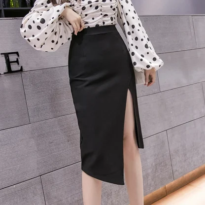 High Split Midi Black Skirt - Image 2