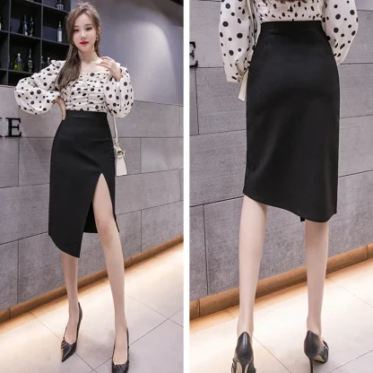 High Split Midi Black Skirt - Image 6