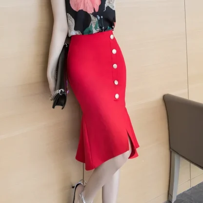 Button Decorated Black Skirt - Image 6