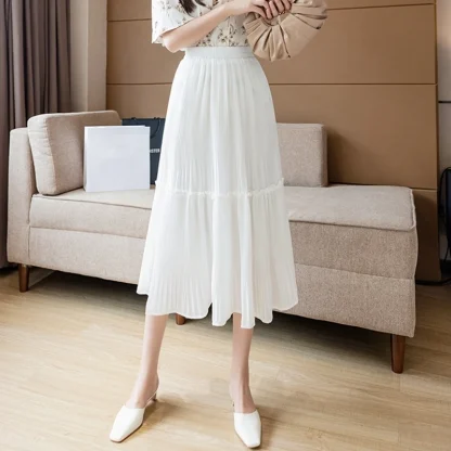 High-waist Pleated Flowy Black Skirts - Image 3
