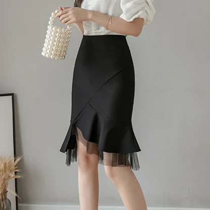 Irregular Ruffles Black Skirt - Image 3