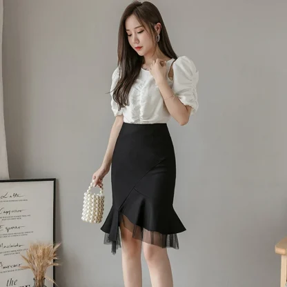 Irregular Ruffles Black Skirt - Image 4