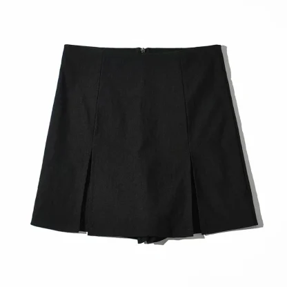 Casual Double Slit Black Skirt - Image 5