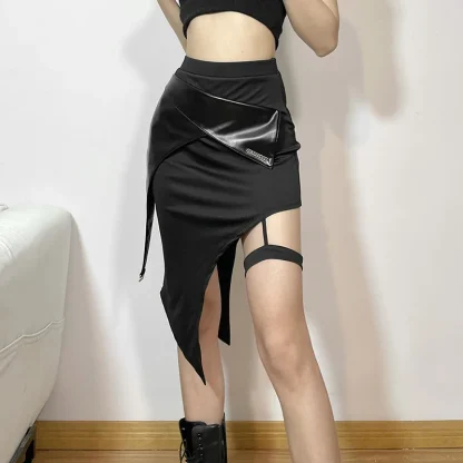 Irregular Patchwork Black Skirt