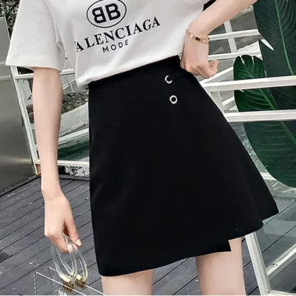Solid Wrap Mini Black Skirts - Image 3