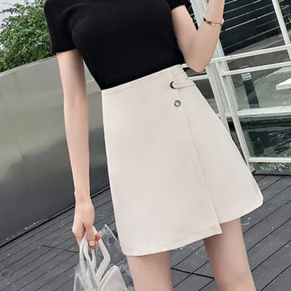 Solid Wrap Mini Black Skirts - Image 4
